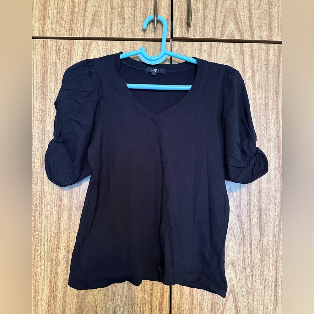 7 For All Mankind Elegant Black V-Neck Women's Top